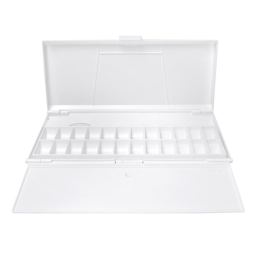 ZEBLAZE Paint Palette Portable White Plastic Tray Box Watercolor Drawing Painting Art Tool Supplies