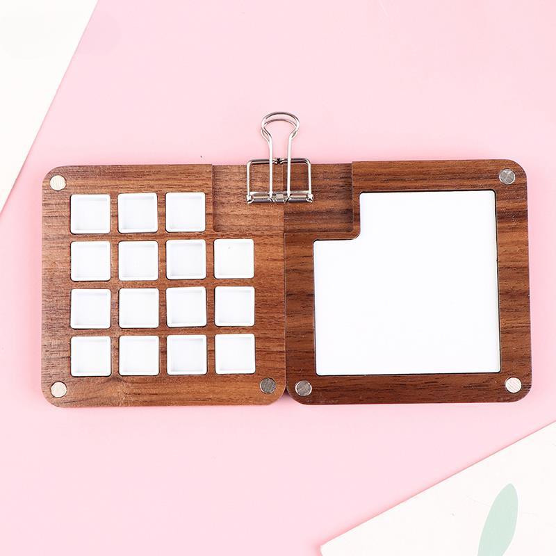 Love Home Garden Empty Wooden Watercolor Palette Ins Style Travel Portable Mini Watercolor Acrylic Paint Box Square Tray Box Art Painting Supplie A