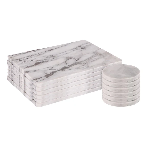 12pc Marble Placemats & Round Coasters Set