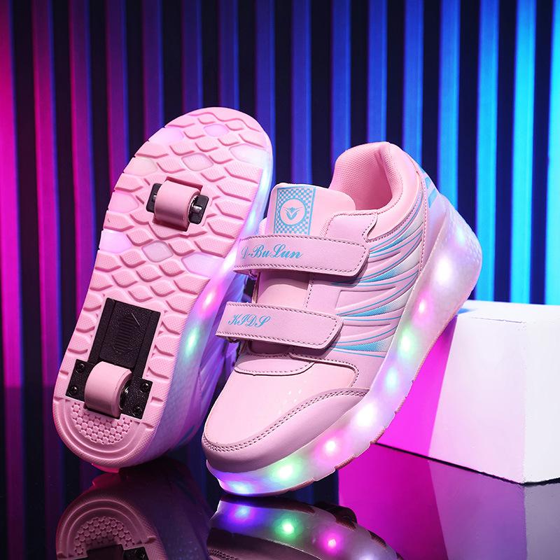 Angel Ting New Runaway Shoes, Student Roller Skates, Men's and Women's Skates Can Shrink with One Click, Adult Four-wheel Flying Pulley 39