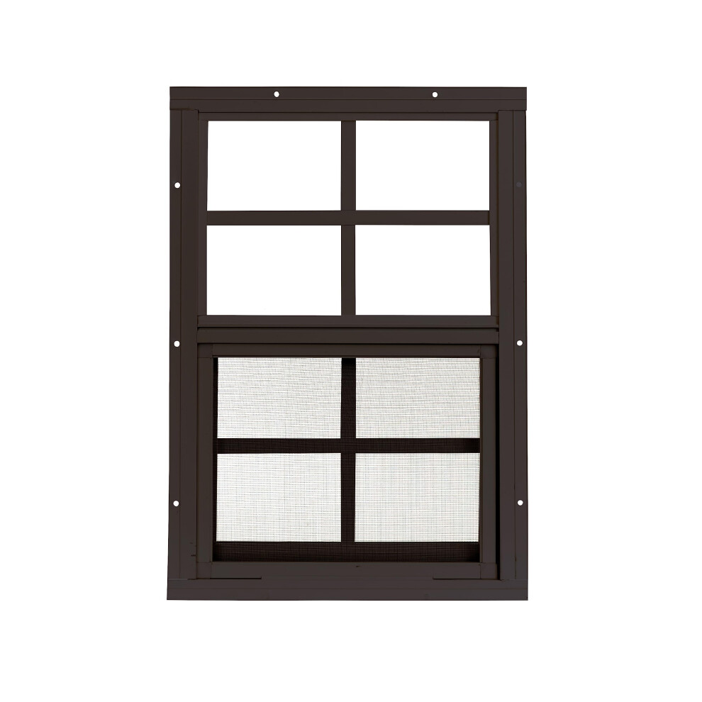 Apple Shed Window 12"" W x 18"" H Flush Mount Brown for Sheds Playhouses
