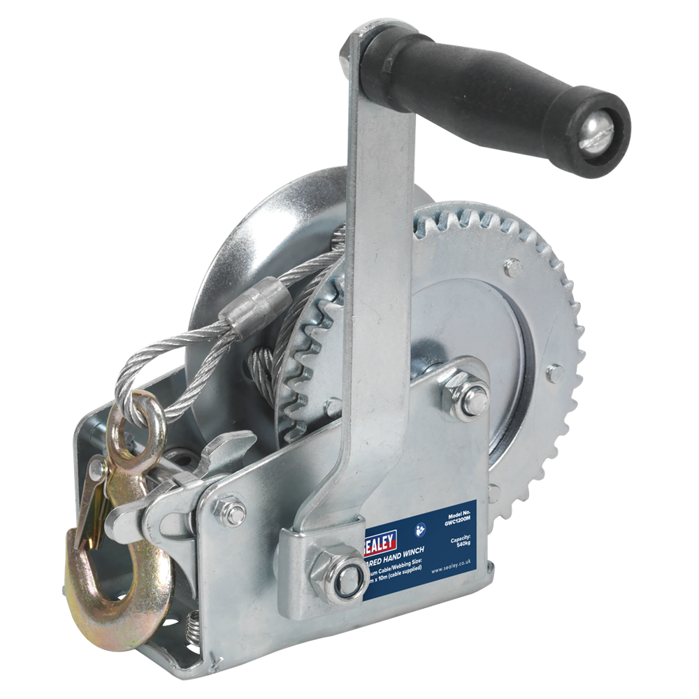 Sealey Geared Hand Winch 540kg Capacity with Cable