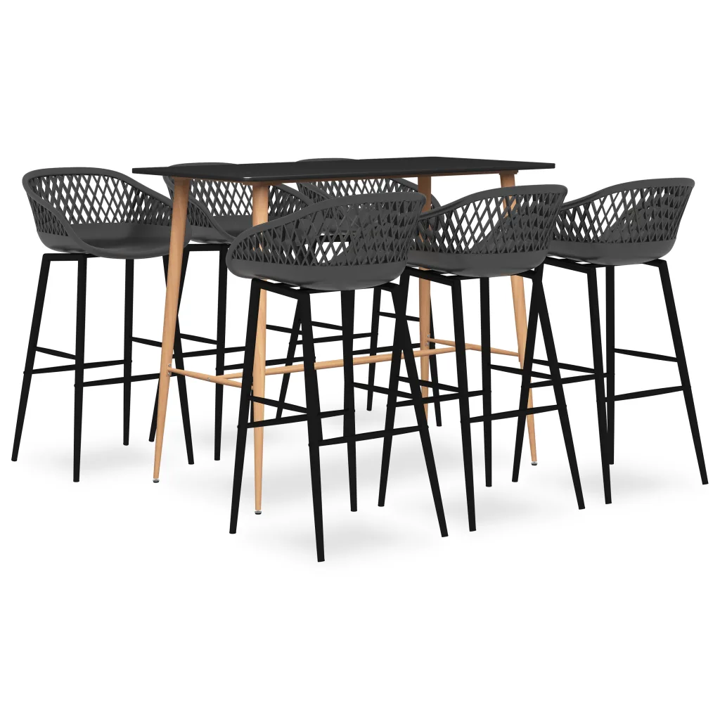 VidaXL 7 Piece Bar Set Black and Grey