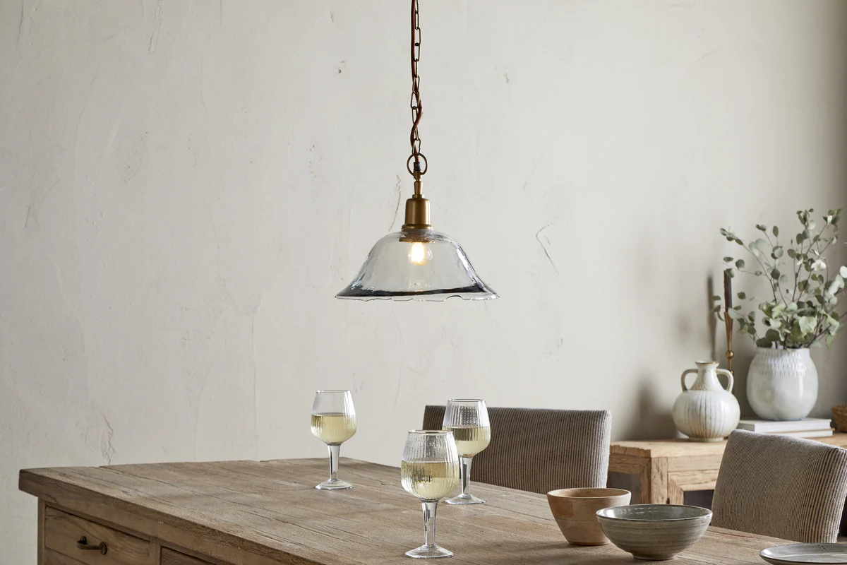 Nkuku Keju Organic Shape Recycled Glass Pendant | Lights | Clear