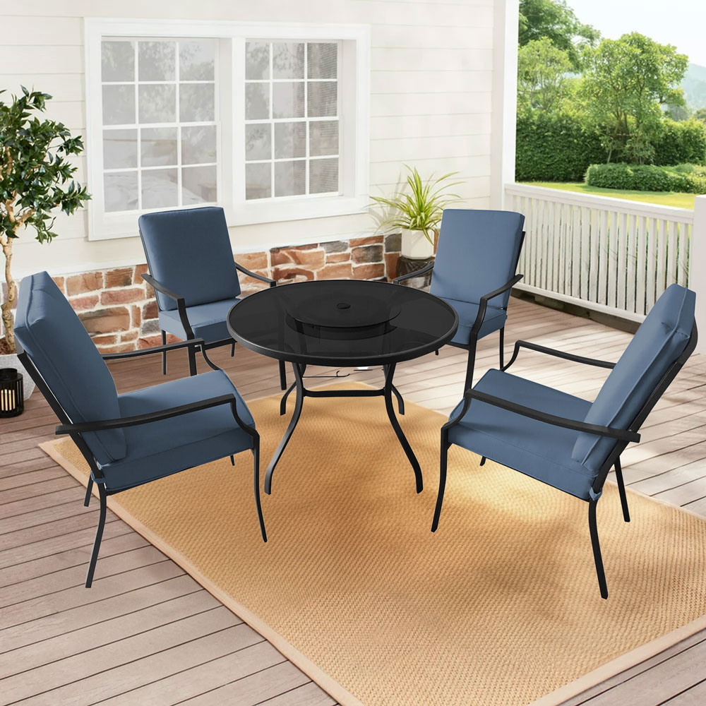 Outdoor Essentials Sardinia 5 Piece Patio Dining Set - Blue