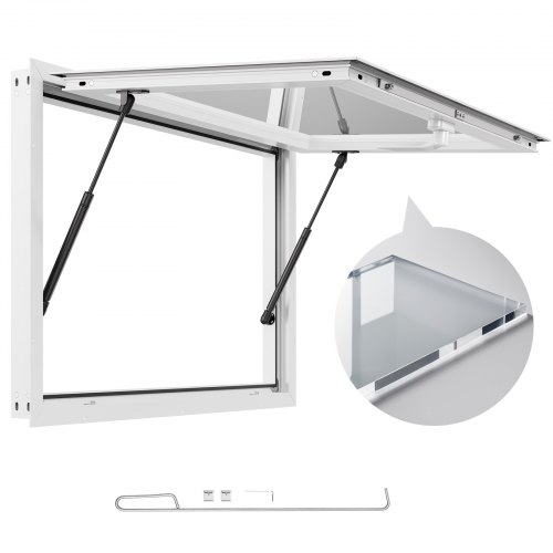 VEVOR Concession Window 92x61 cm, Aluminum Alloy Frame Service Window for Food Truck, Up to 85 Degrees Stand Serving Window with Awning Door and Drag