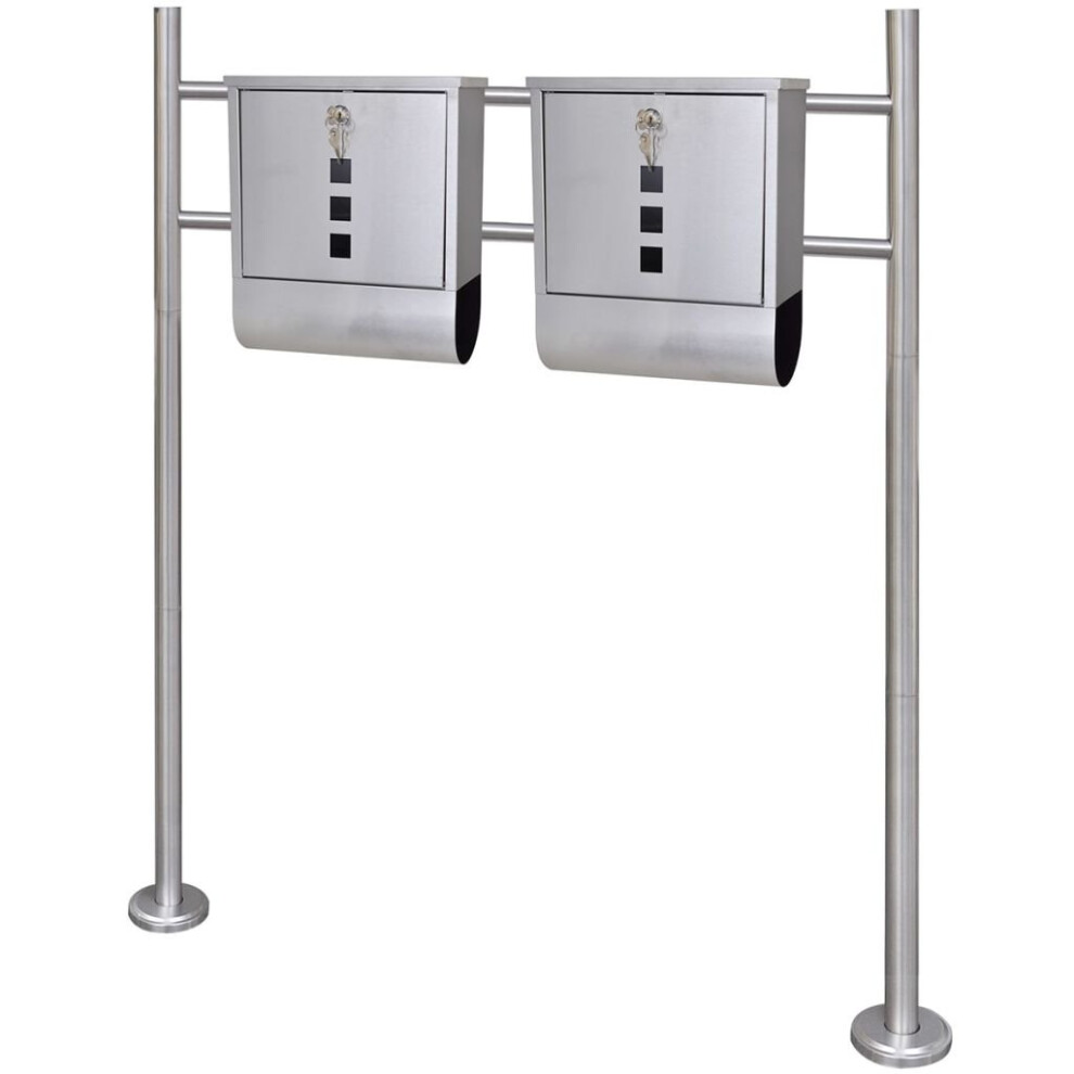 VidaXL Double Mailbox on Stand Stainless Steel