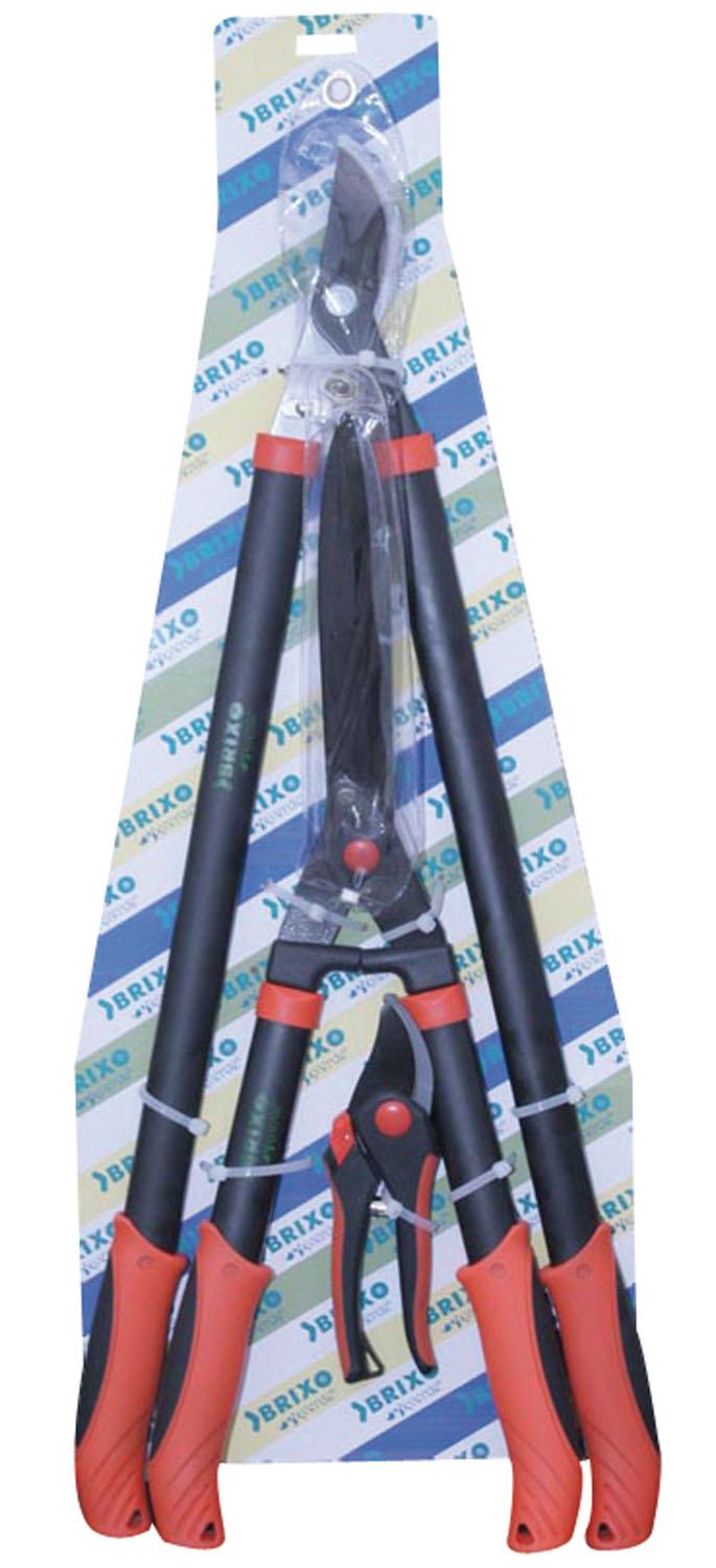 BRIXO Set 3 attrezzi per giardinaggio potatura cesoie forbici tagliarami siepi