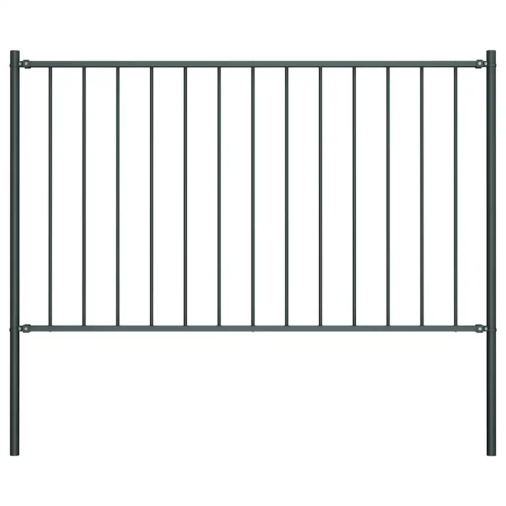 VidaXL Fence Panel with Posts Powder-coated Steel 1.7x0.75 m Anthracite
