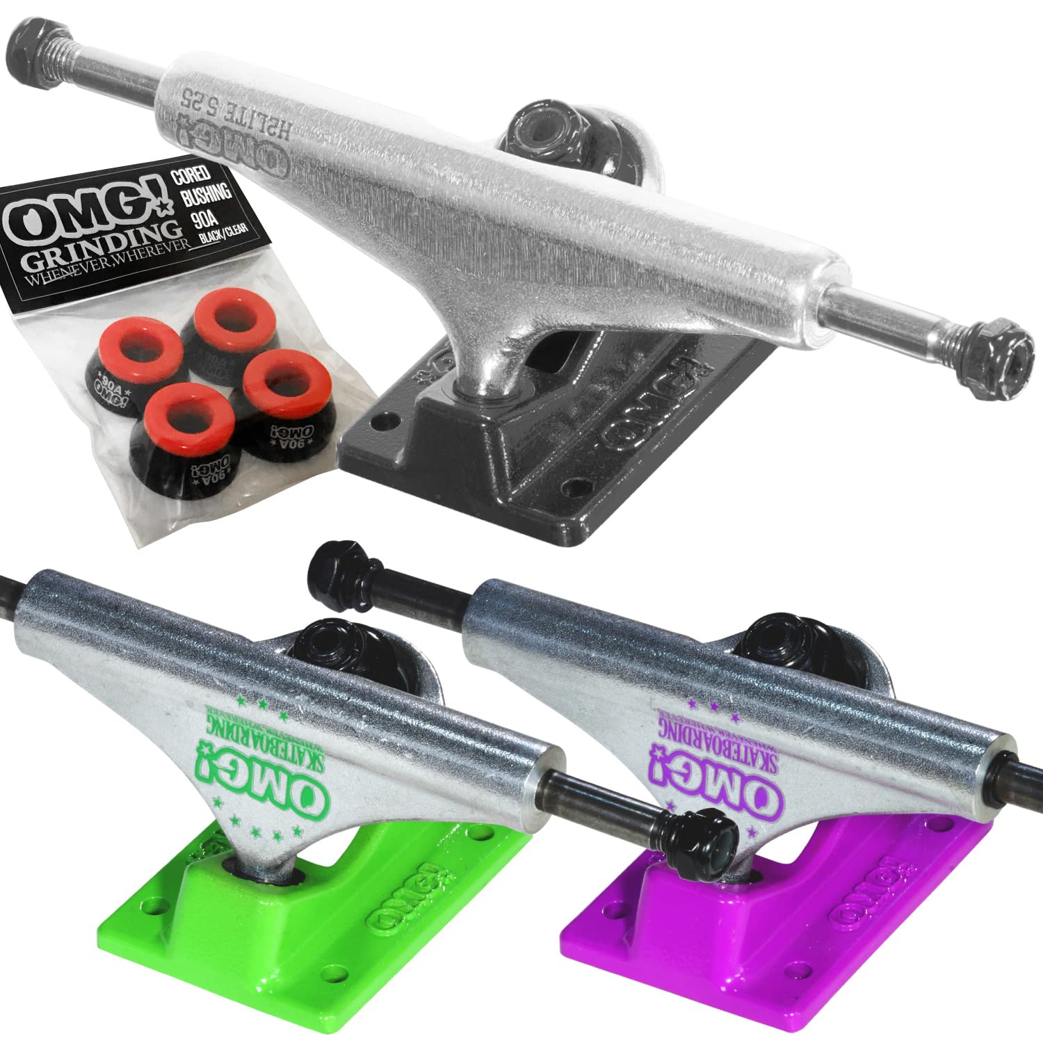 Skateboard Skateboard Truck for Kids Purple Hollow Axle Kingpin Hollow Hollow Lightweight 90A Core Bush OMG! 4.5 & &