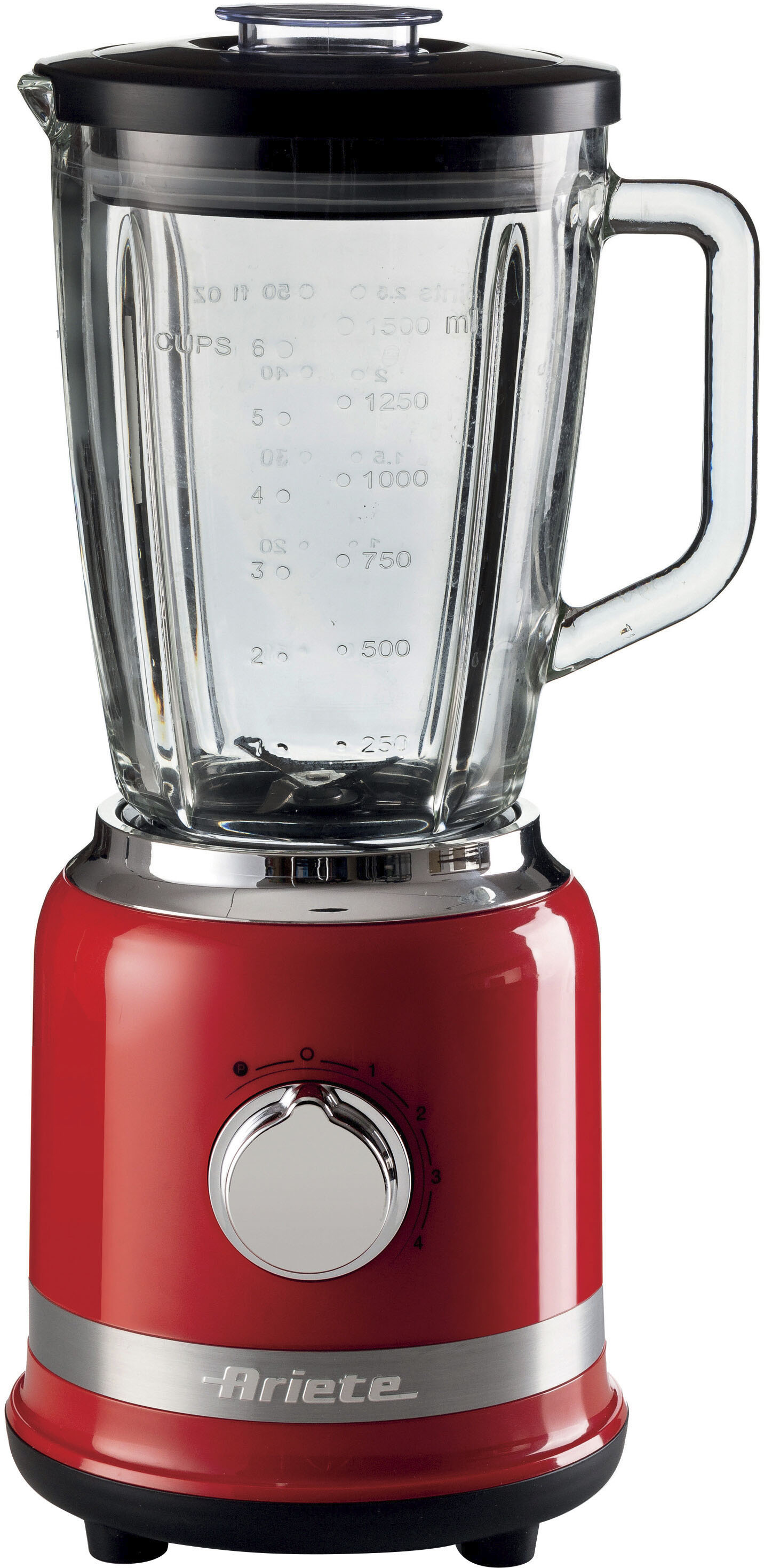 Ariete 585 Modern Blender, 1000W, Capacity 1.5 L, 4 Speed + Pulse Function, Graduated Glass Cup, 4 Stainless Steel Blades, Red