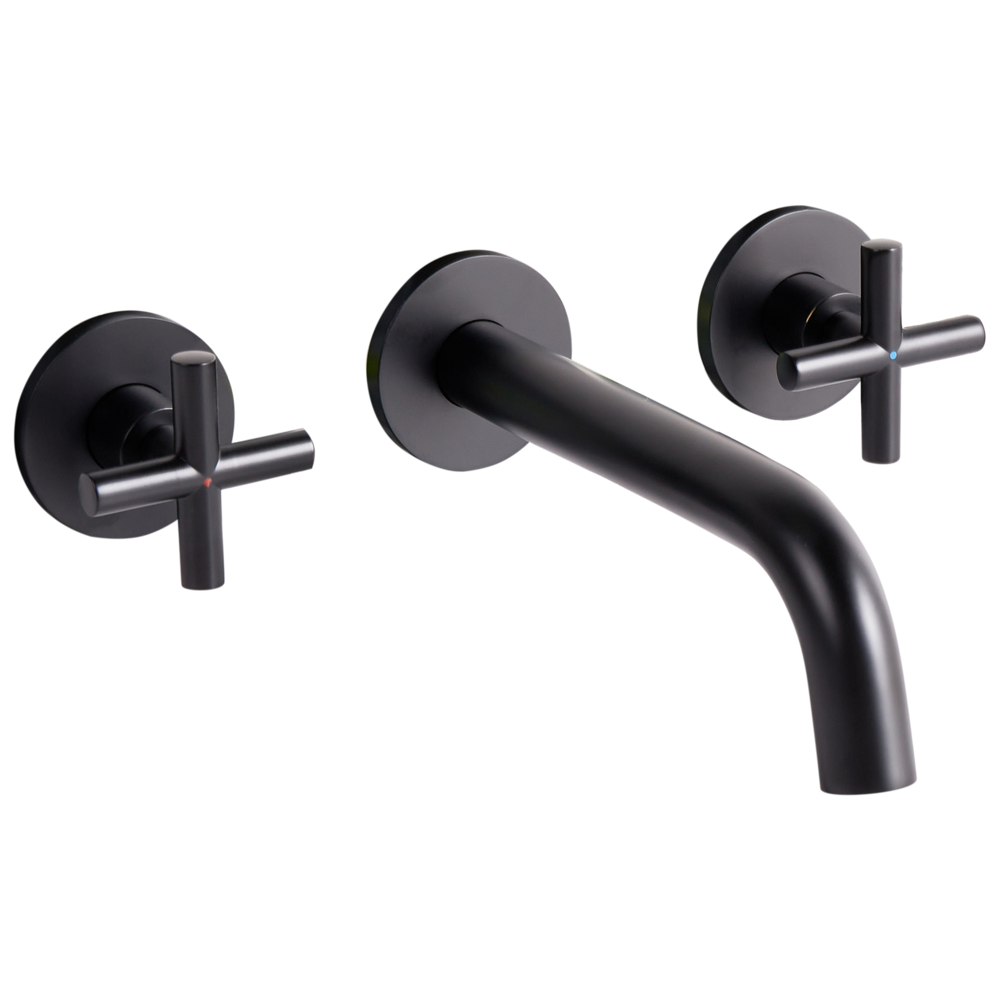 Beliani Wall Mounted Basin Mixer Tap Kaieteur Black