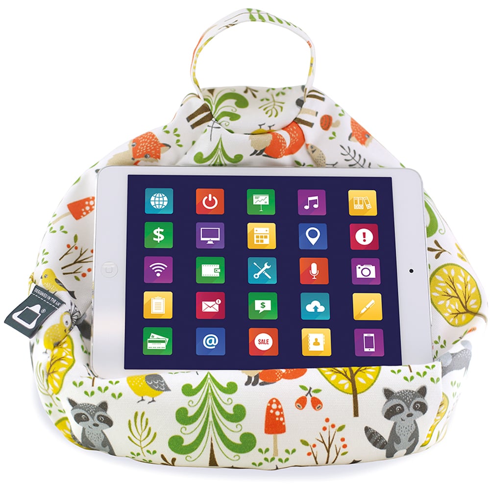 IBeani Bean Bag Tablet Stand - Woodland, White