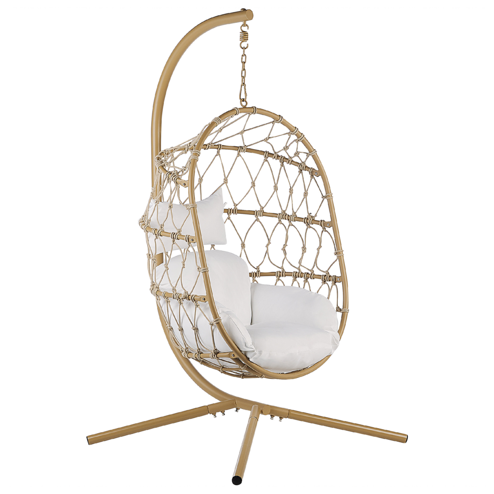 Beliani Hanging Chair With Stand Adria Fabric Beige