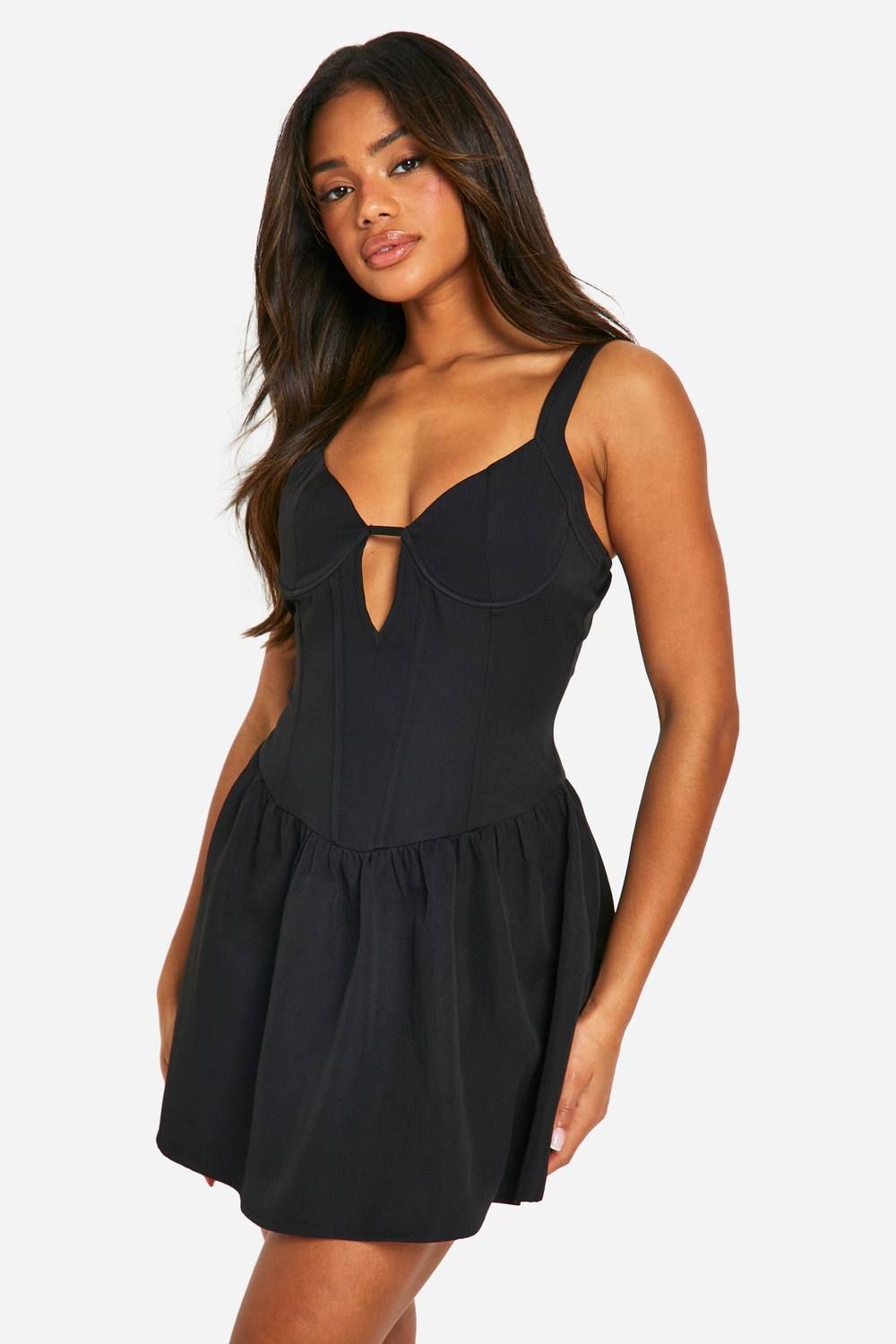 Boohoo Corset Detail Skater Dress