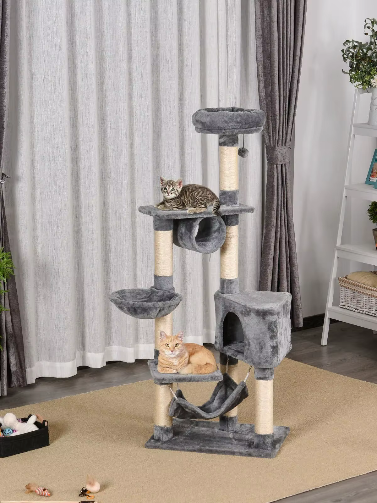 PawHut 154cm Irving Cat Tree brown,gray