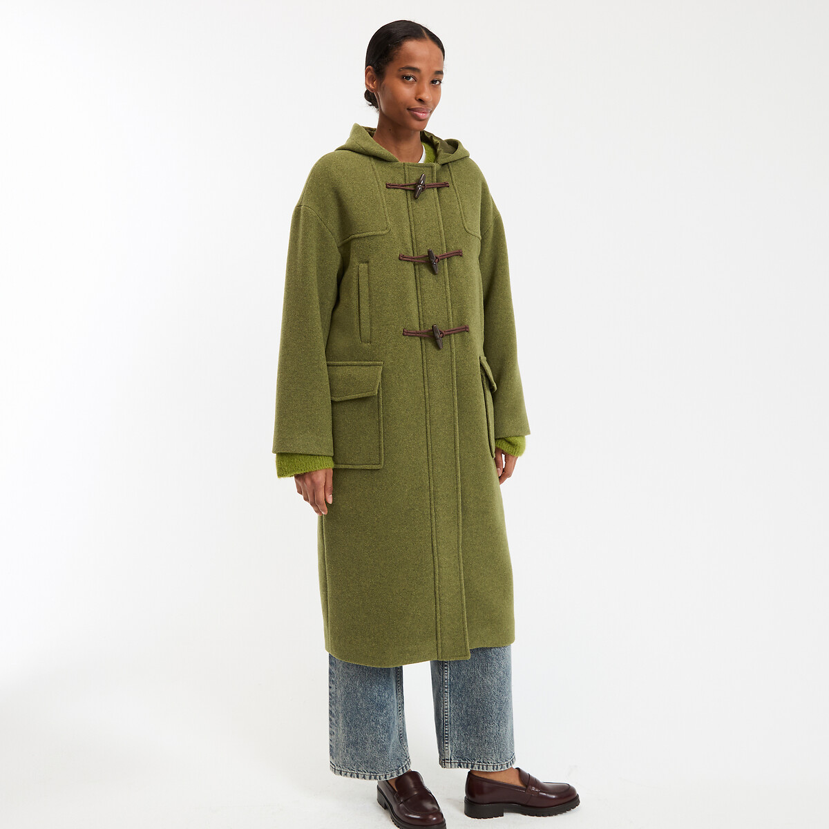 La Redoute Collections Long Hooded Duffle-Coat For Mid-Winter