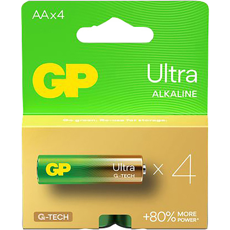 Grey Pneumatic GP Batteries Ultra Alkaline Batteries (4 x AA), Orange