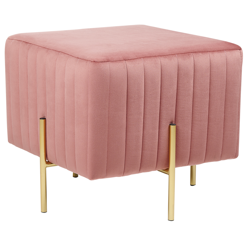 Beliani Footstool Dayton Pastel Pink Velvet