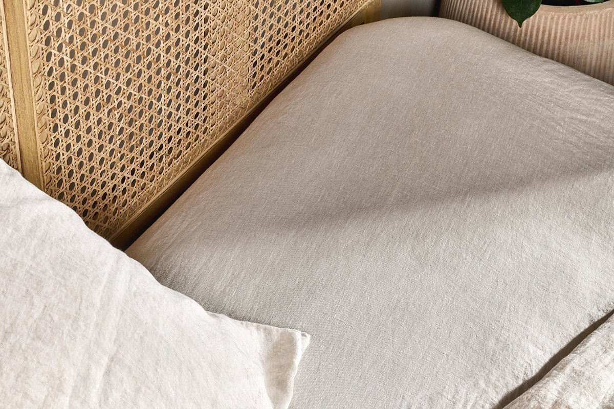 Nkuku Adya Linen Fitted Sheet | Textiles | Natural | King