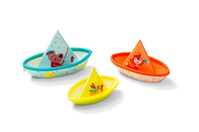 Lilliputiens - 3 Little Boats for Bath Time from 6 Months - neoprene