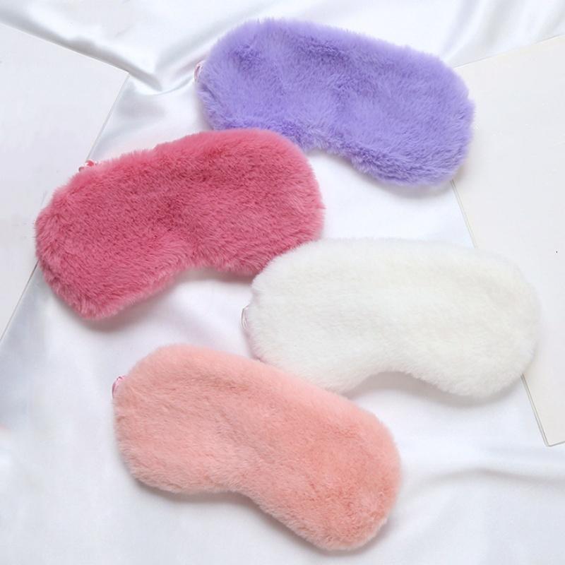 NATAWA Silk Sleeping Mask Cute Soft Hairy Blocking Light Eyemask Travel Sleeping Aid Eyepatch Home Night Sleep Eyeshade For Women Men