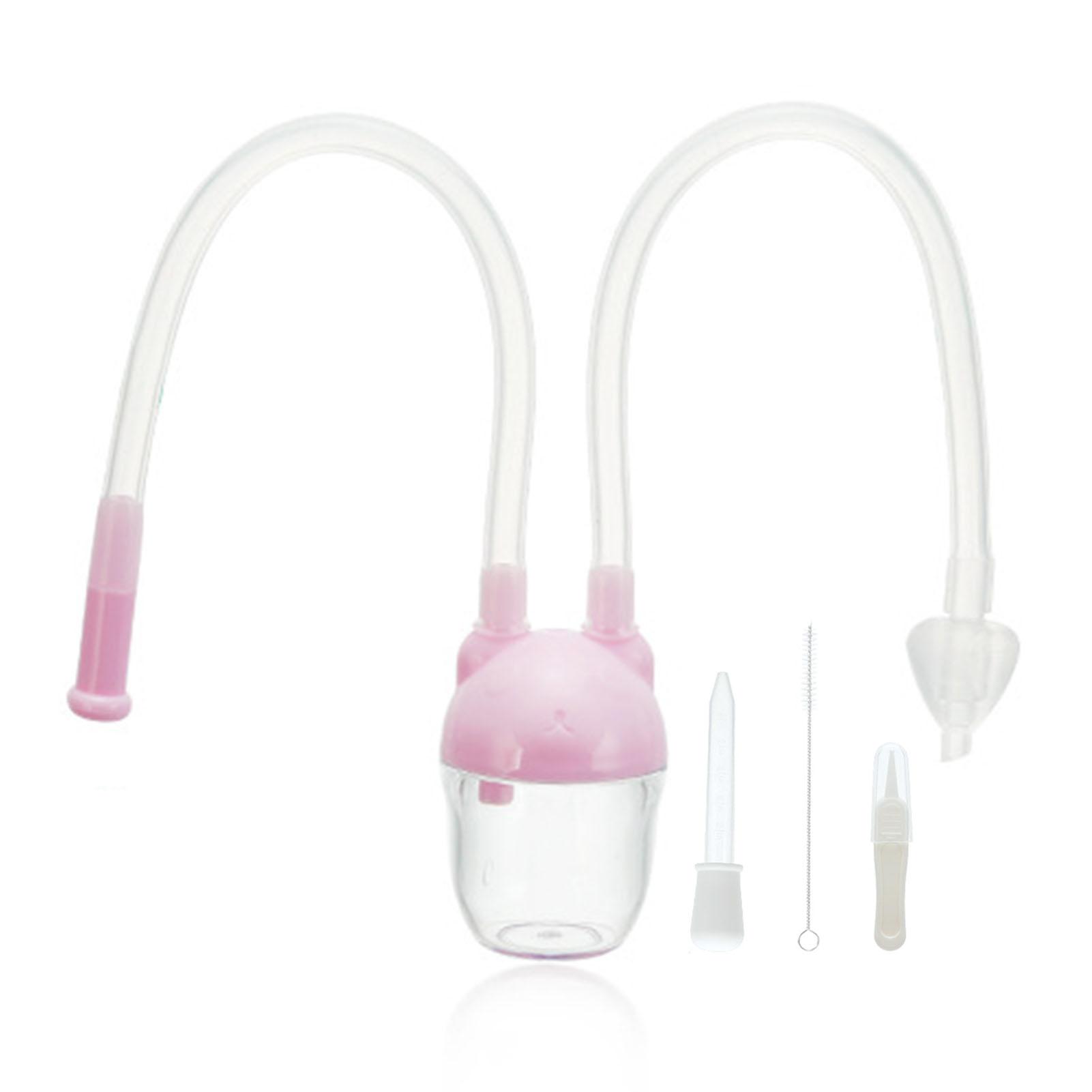 Neoglint 5pcs Oral Nasal Aspirator Baby Nose Sucker Toddler Nose Cleaner Baby Medicine Feeder Straw Brush
