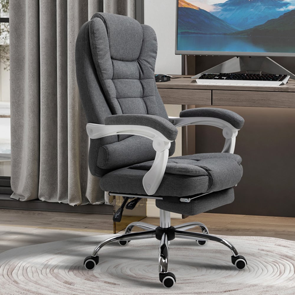 Portland Grey Linen Computer Desk Office Chair