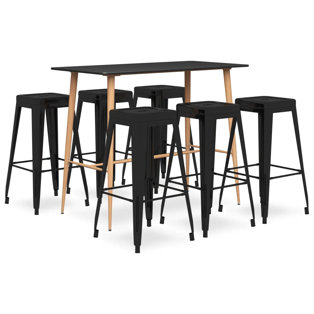 VidaXL 7 Piece Bar Set Black