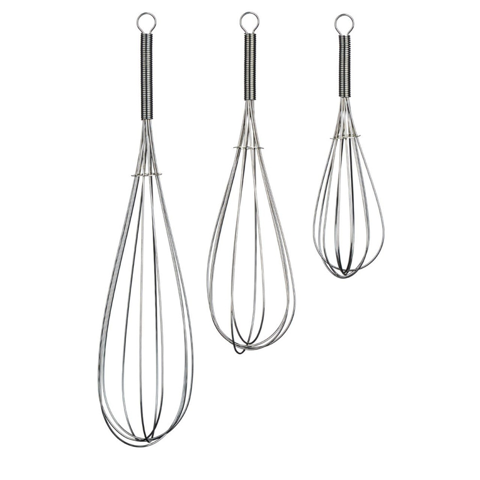 Premier Housewares Set of 3 Karim Chrome Finish Whisks