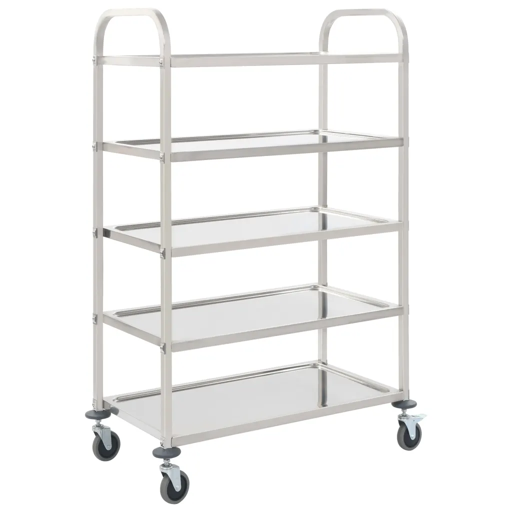 VidaXL 5-Tier Kitchen Trolley 107x55x147 cm Stainless Steel