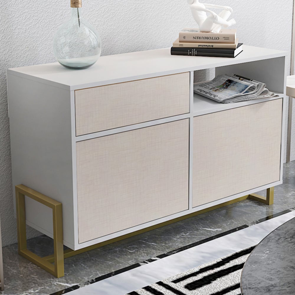 Utopia Modern Sideboards with Cabinets - White&Beige