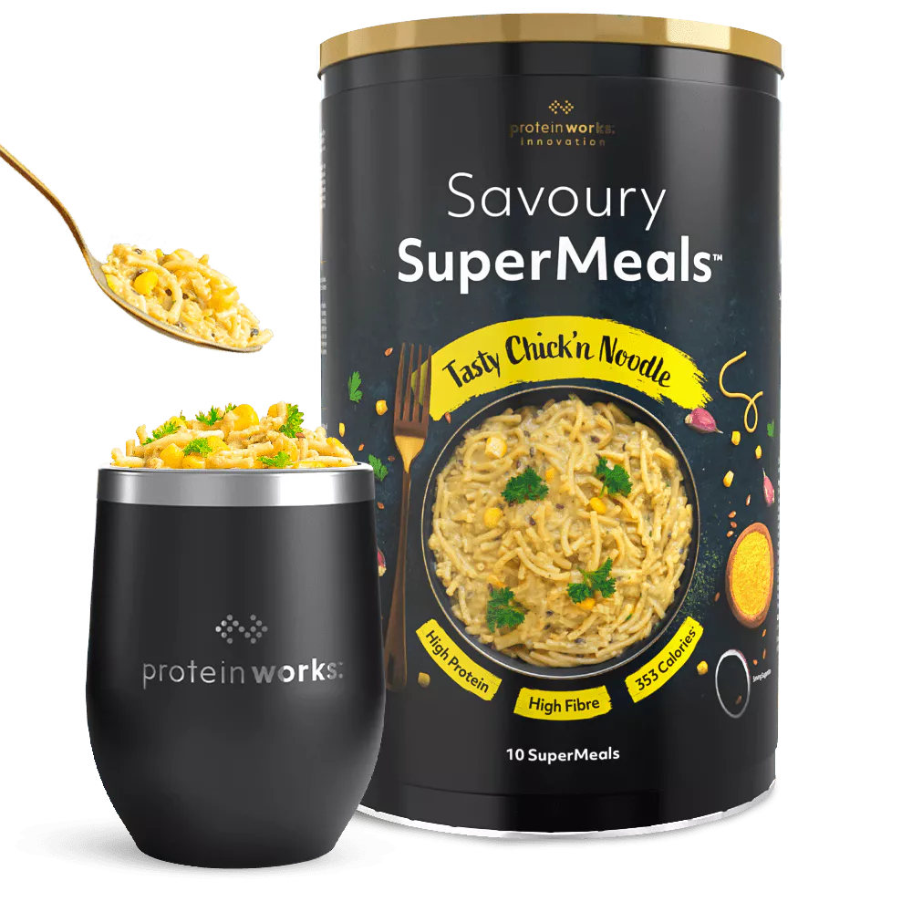 Protein Works 10 Meals - £2.60 Per Meal - Tasty Chick'n Noodle - SuperMeals - Nutritionally Complete Meal - Protein Works - High Protein Meal, Low Calorie Meal Prep