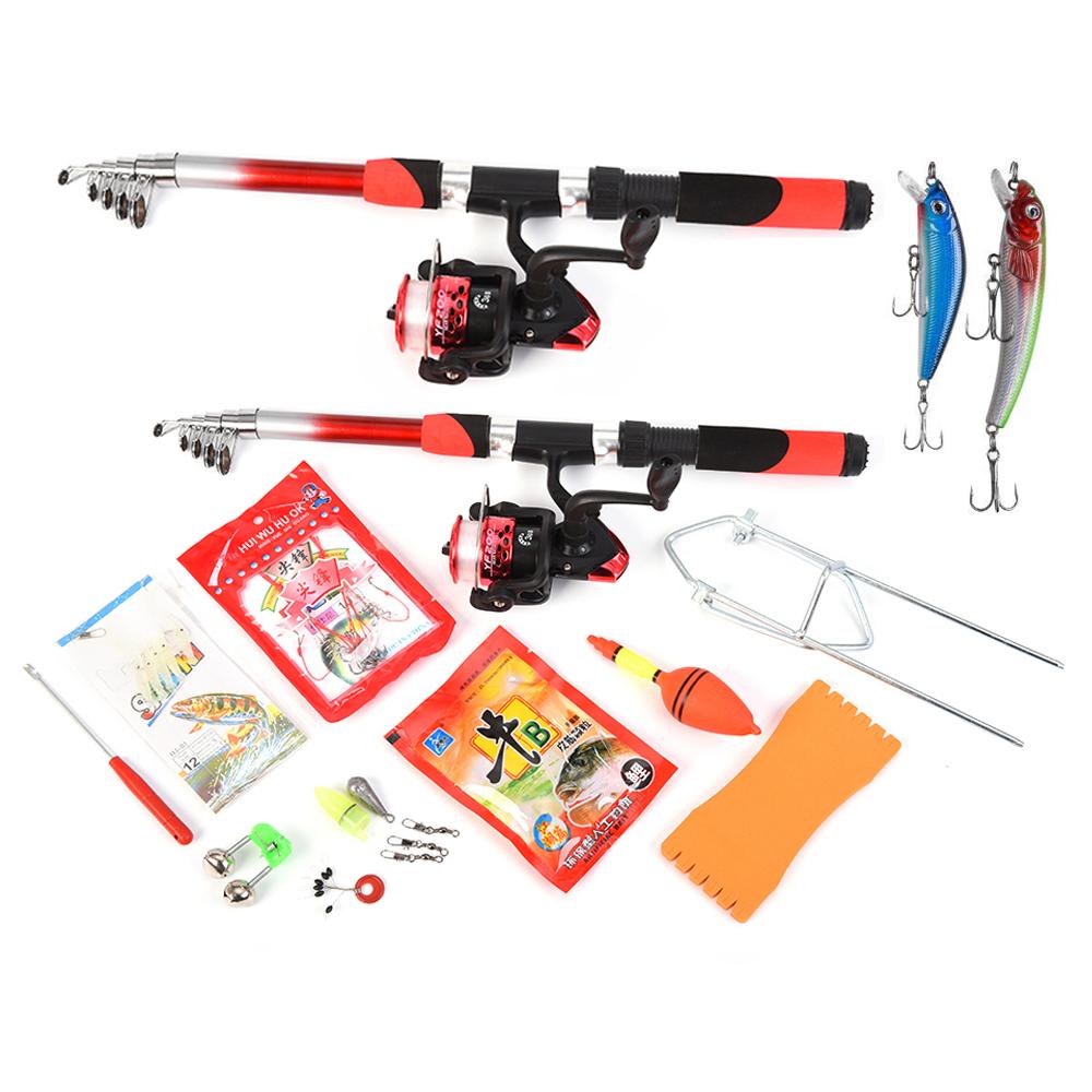 Lixada Fishing Rod Reel Combo Full Kit with 2PCS Telescopic Fishing Rods 2PCS Spinning Reels