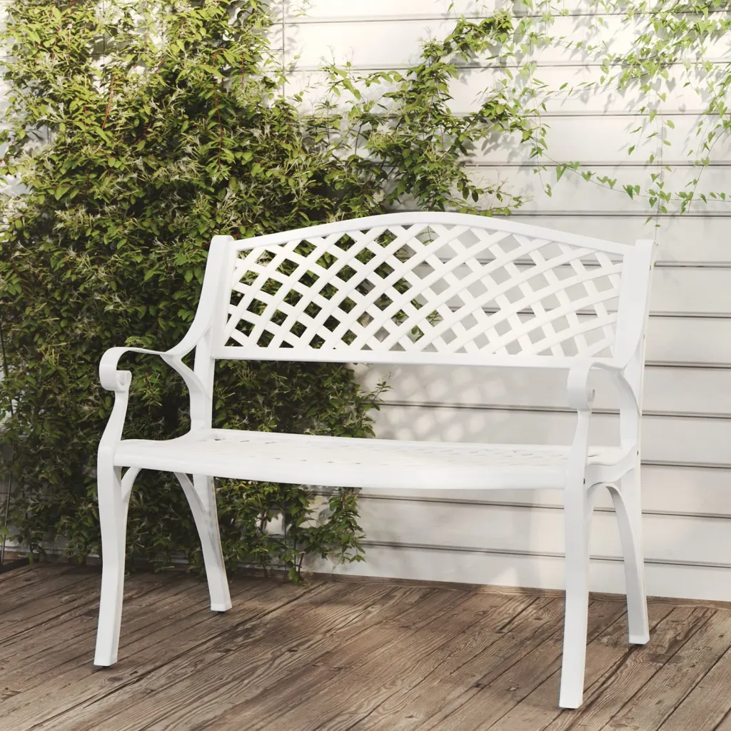 VidaXL Garden Bench 102 cm Cast Aluminium White