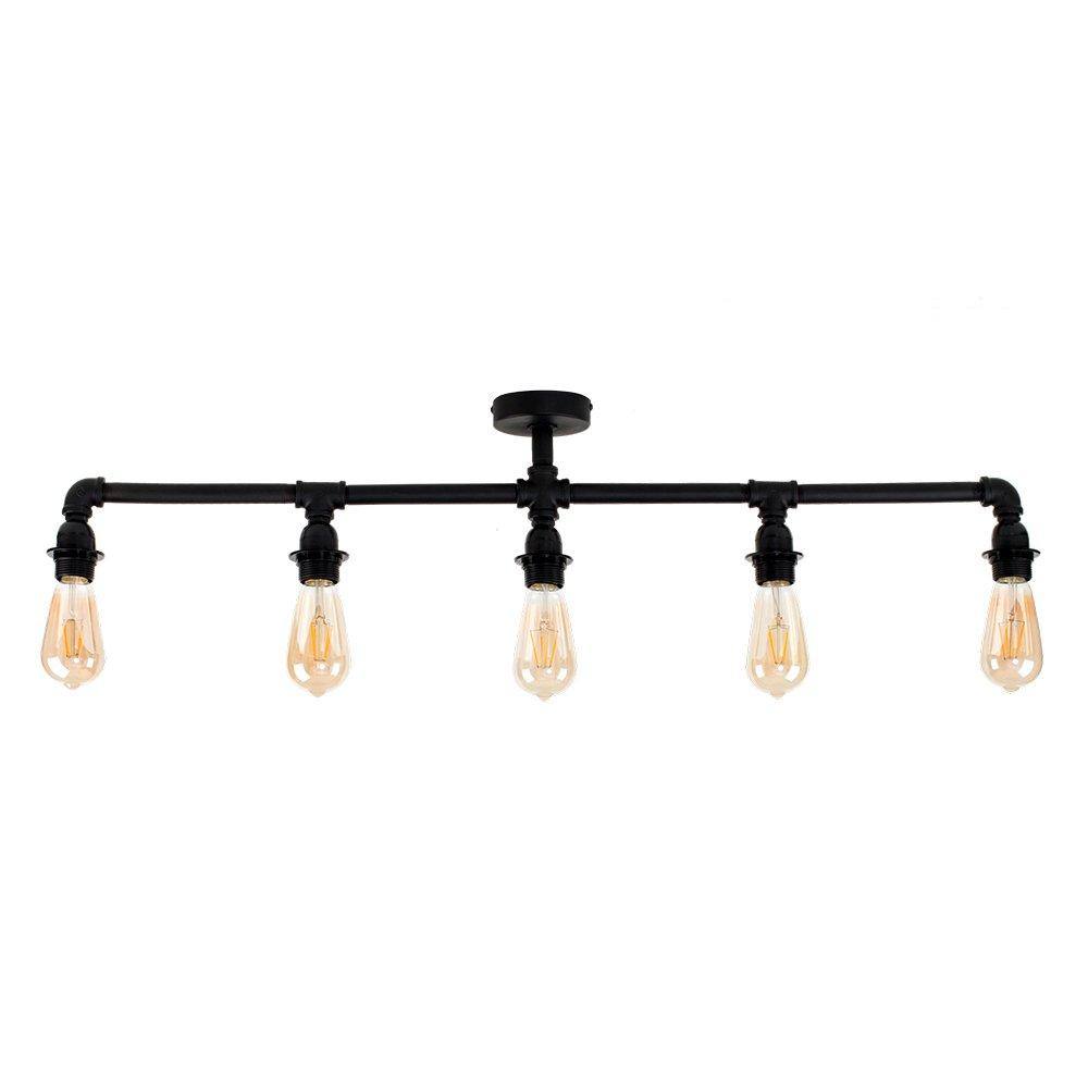 MiniSun Luiggi Steampunk 5 Way Bar Ceiling Light in Black