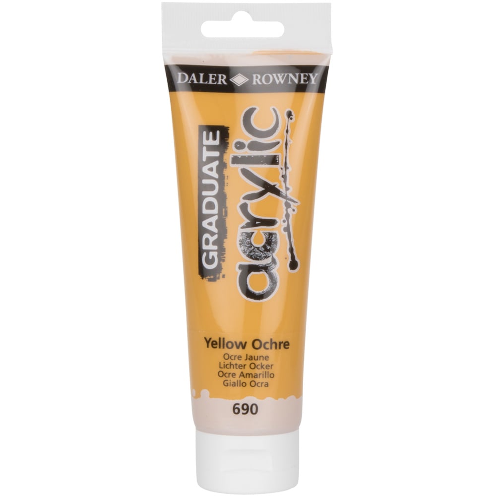 The Works Daler-Rowney Graduate Acrylic 120ml Paint Tube Yellow Ochre