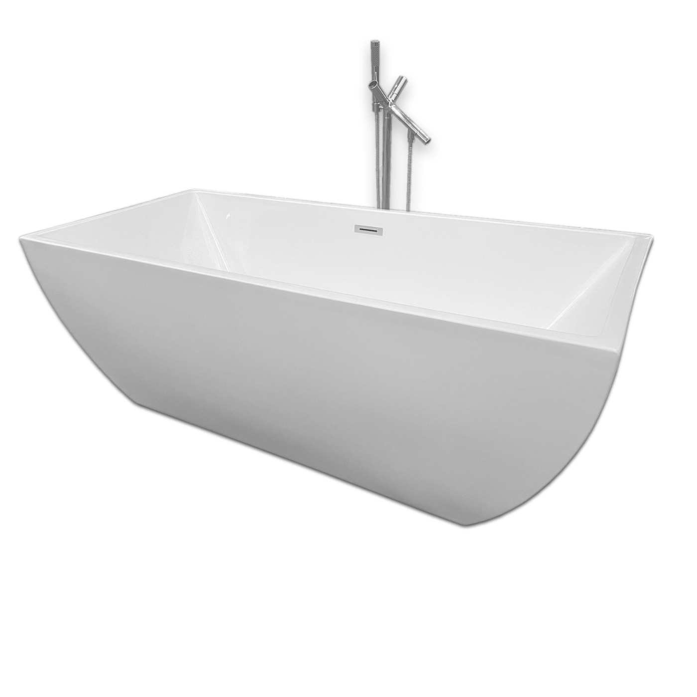 Simbashopping Jennifer Freestanding Bathtub Modern Design Bath Tub Faucet 170 x 75cm New white