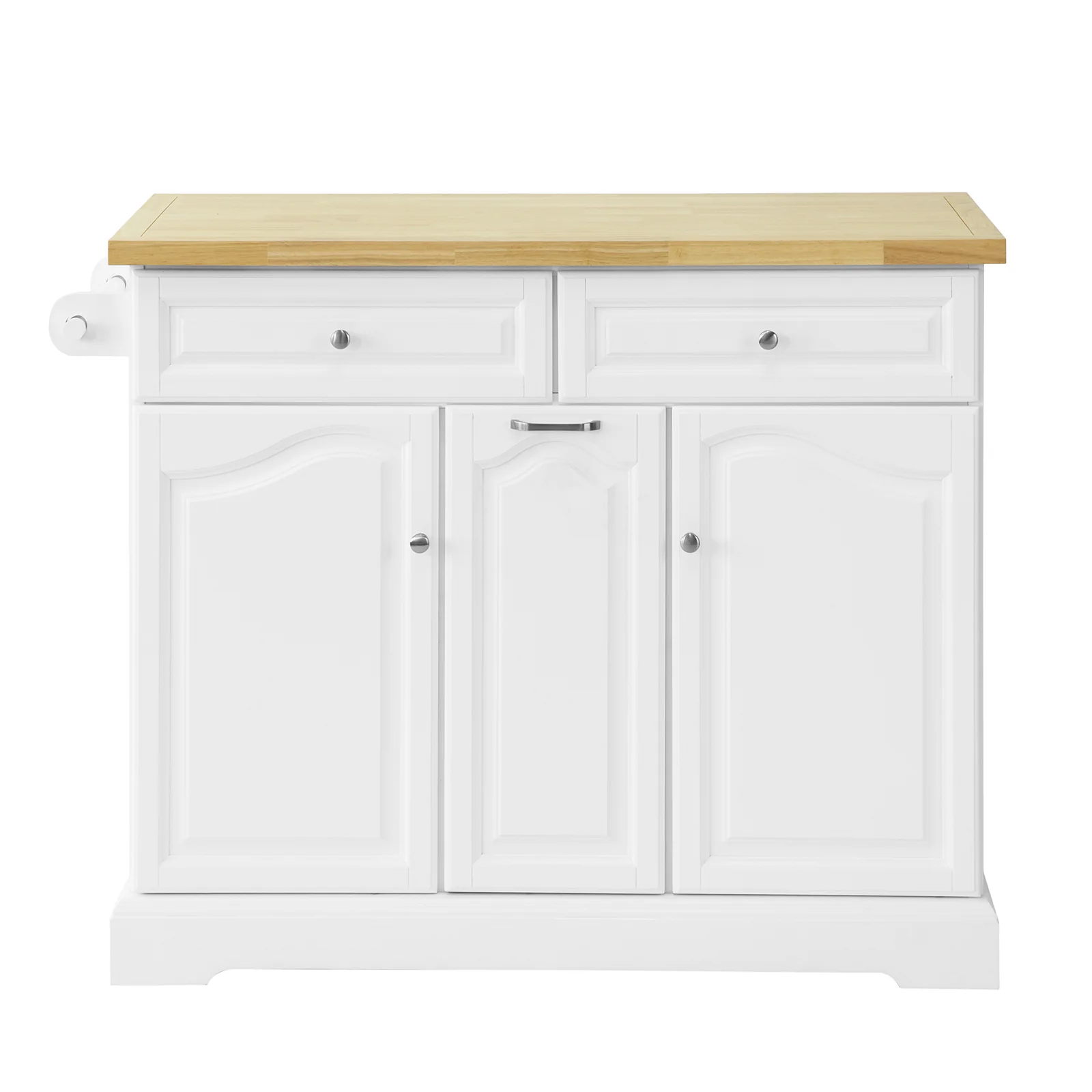SOBUY Kitchen Island with 2 Drawers 3 Cabinets - white