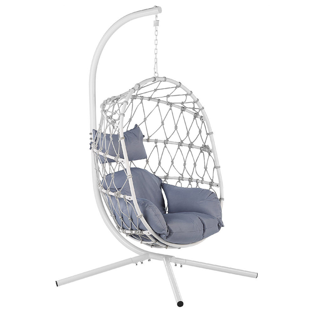 Beliani Hanging Chair With Stand Adria Fabric White
