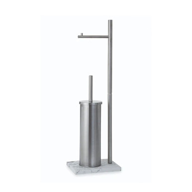 Blue Canyon Vicenza Toilet Roll Holder & Brush - Chrome, Silver