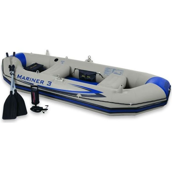Intex Set Bateau Mariner 3 - 3 personnes - Gris