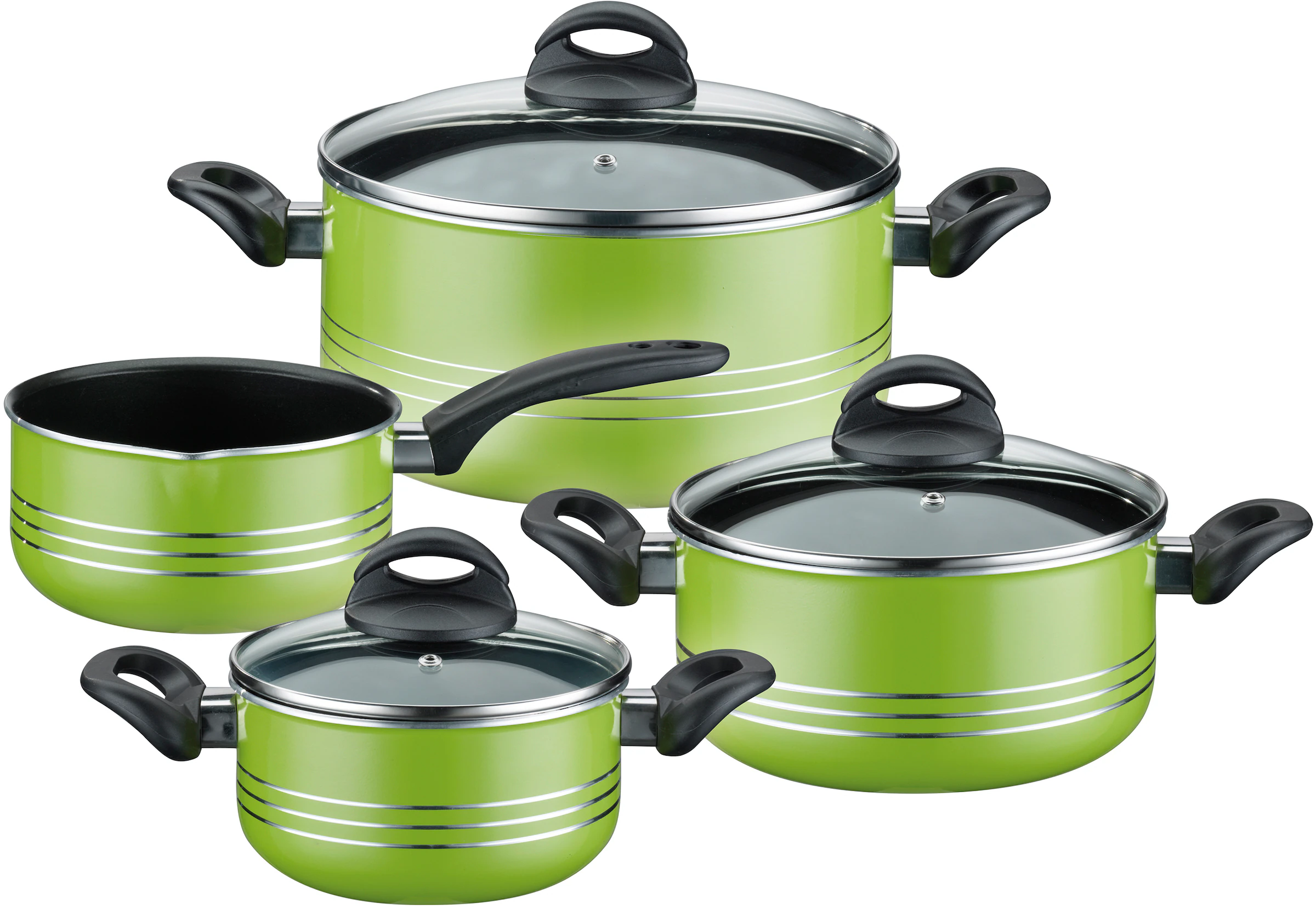 G.S.W. Milano 7 Piece Aluminium Non-Stick Cookware Set gray