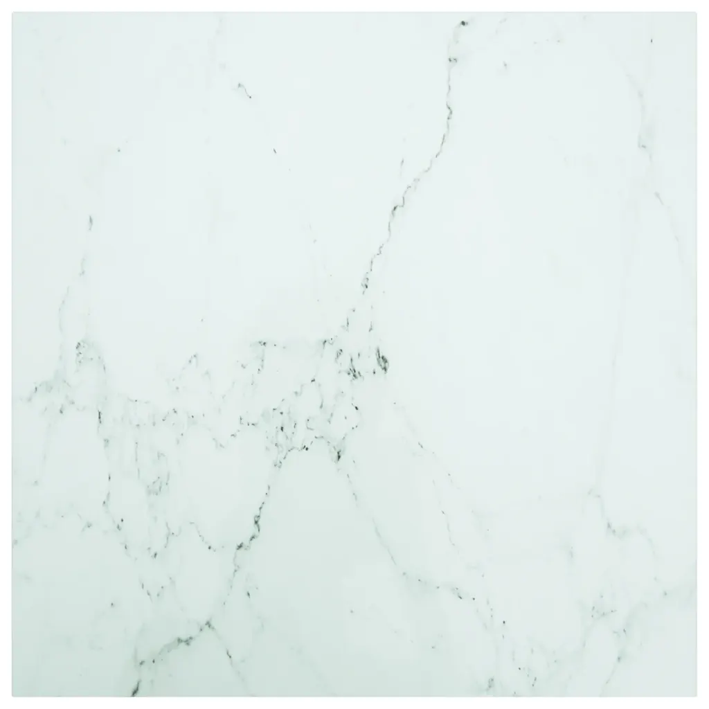 VidaXL Table Top White 80x80 cm 6 mm Tempered Glass with Marble Design