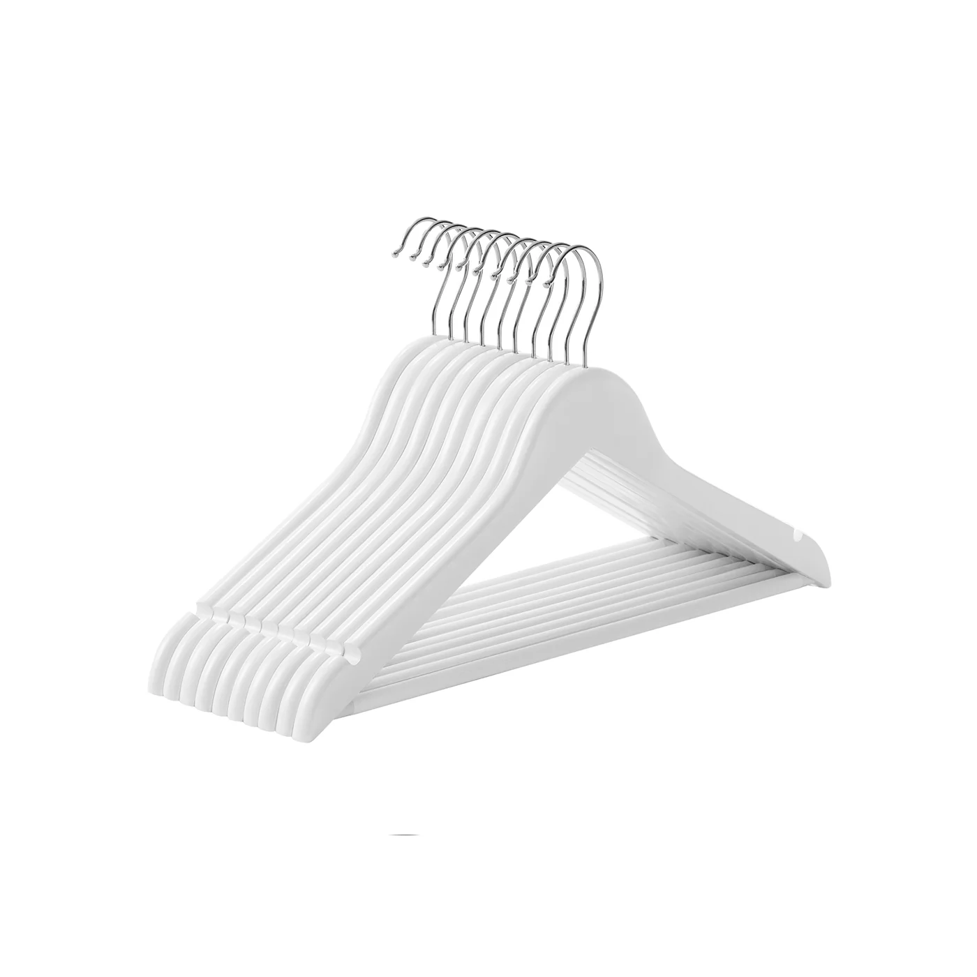 SONGMICS Wooden Hangers, Set of 20, Coat Hangers, White / 10