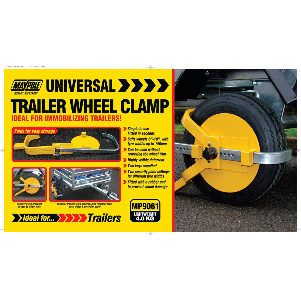 MAYPOLE MP9061 8â€ â€“ 10â€ Trailer Wheel Clamp - Open Box