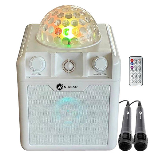 N-Gear Disco Block 410 Bluetooth Speaker with Karaoke - White