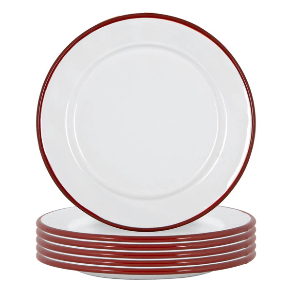 Argon Tableware 20cm White Enamel Side Plates | Pack of Six | By Argon Tableware