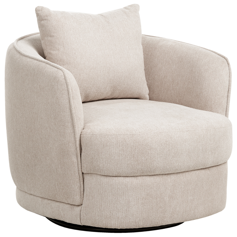 Beliani Swivel Armchair Andalen Fabric Light Beige