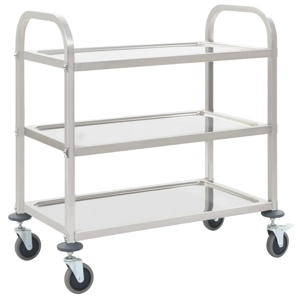 VidaXL 3-Tier Kitchen Trolley 95x45x83.5 cm Stainless Steel